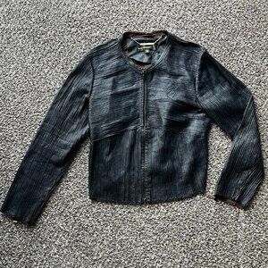 Rocawear Black Genuine Leather Jacket Womens XL Biker Grunge Whimsigoth Skater